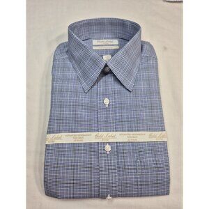 Roundtree Yorke Gold Label Men's  Shirt Size 15.5 34 Navy White Fitted  (41)